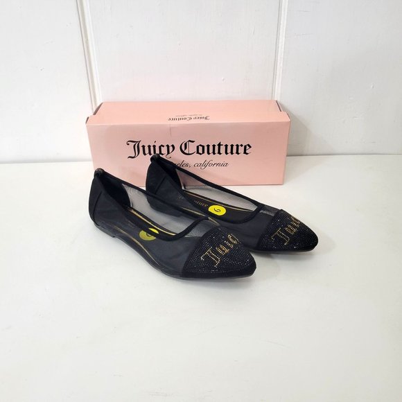 Juicy Couture Shoes - Juicy Couture Black Penny Logo Spell Out Flats NIB